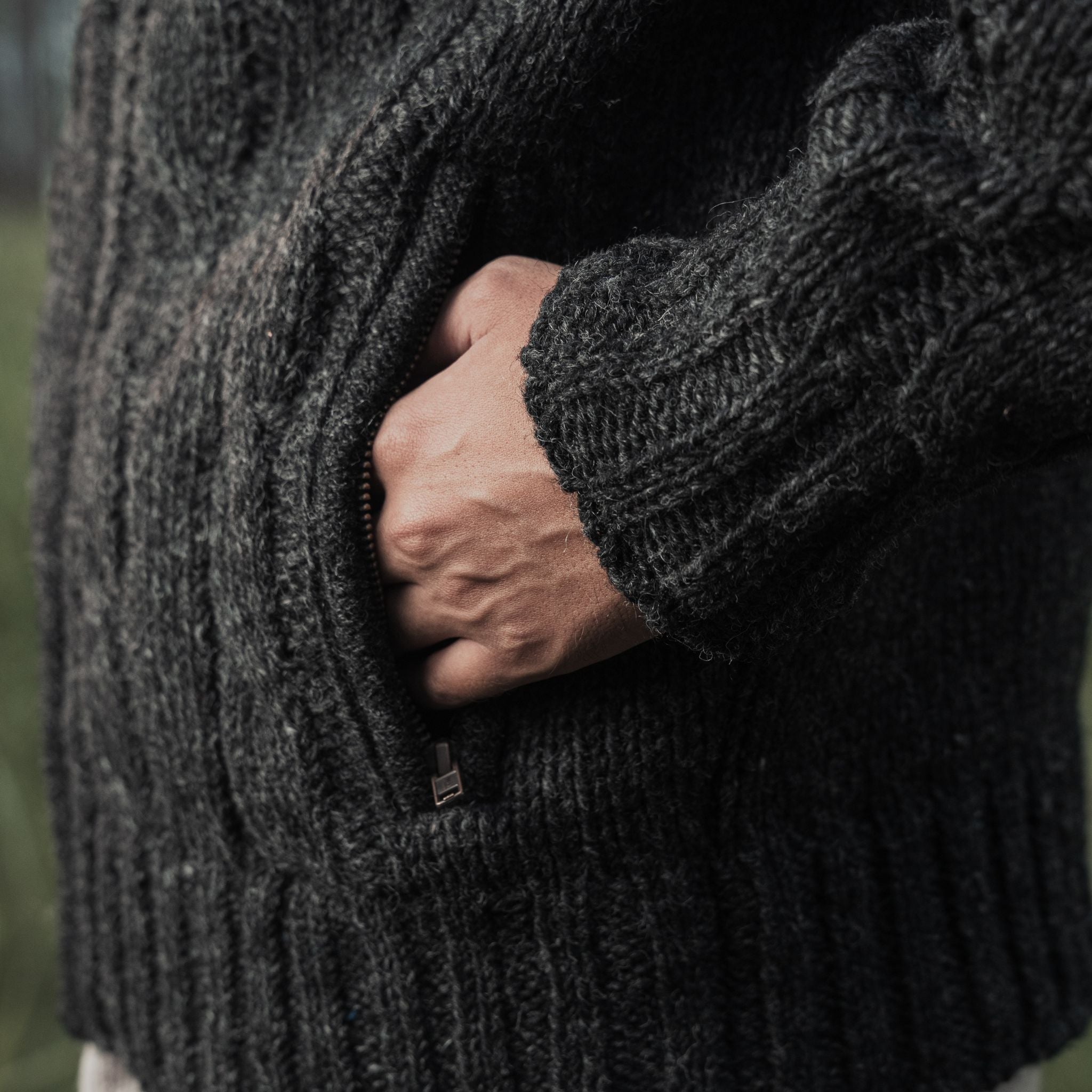 Jacket Cable Knit Charcoal Grey