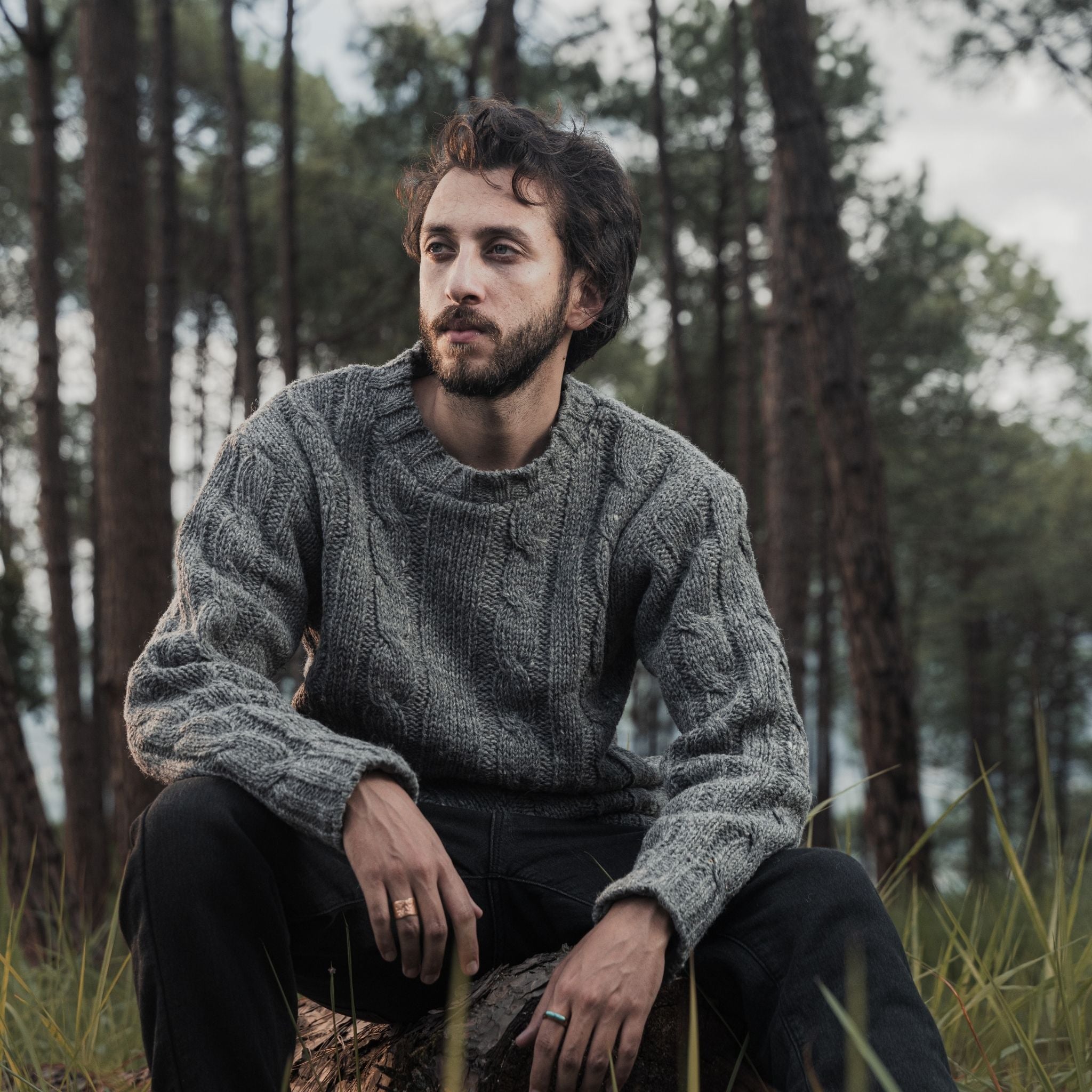Sweater Cable Knit Dark Grey