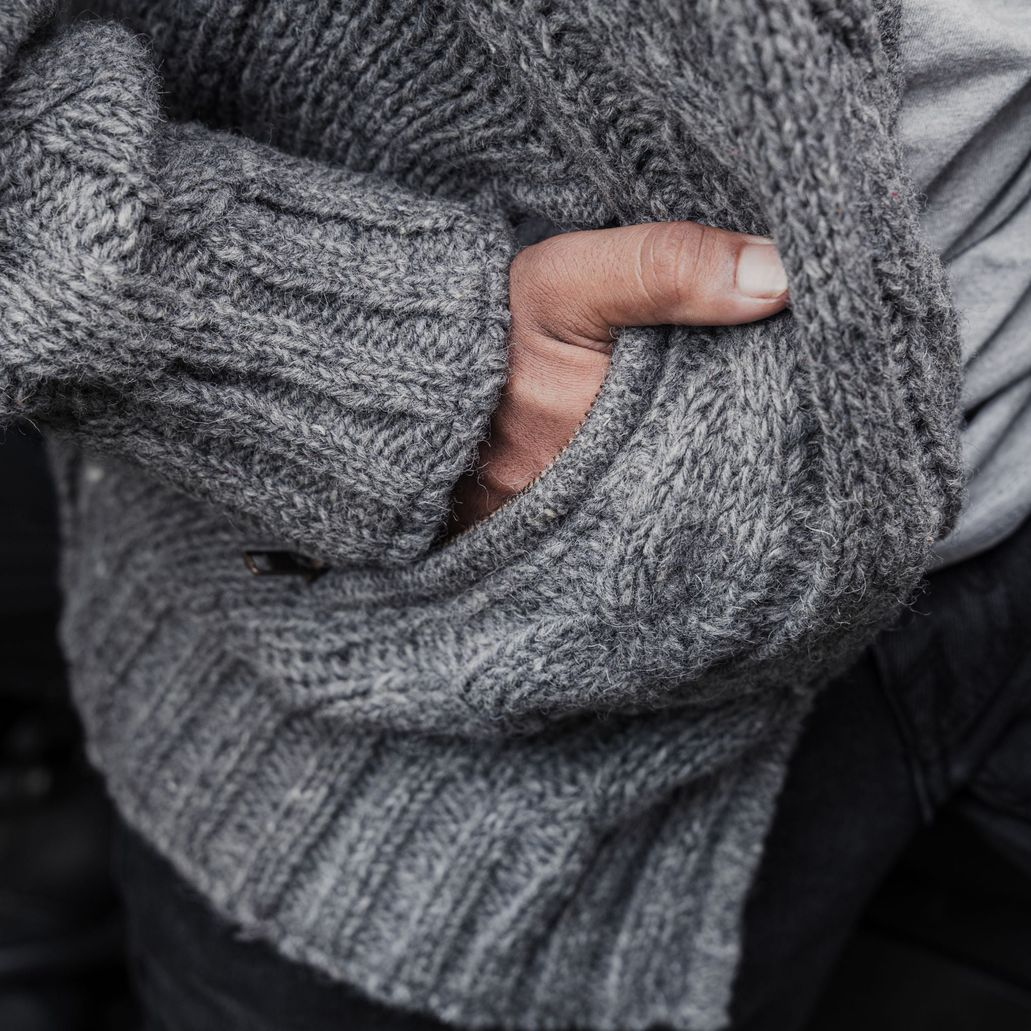 Jacket Cable Knit Dark Grey