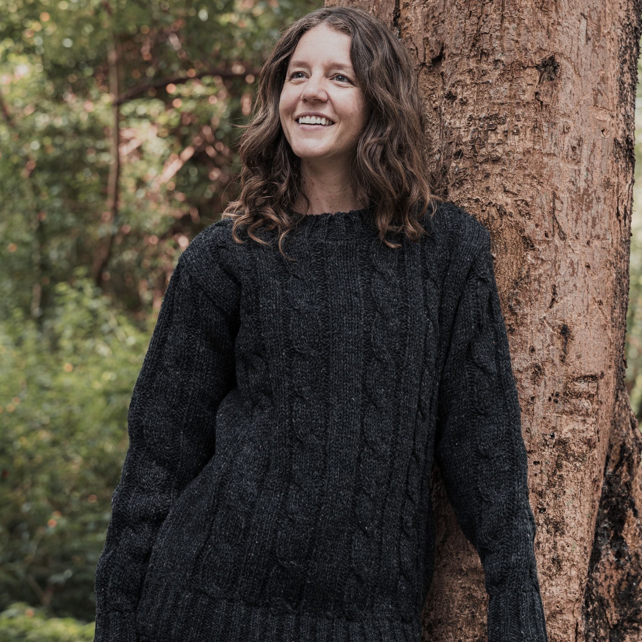 Sweater Cable Knit Charcoal Grey