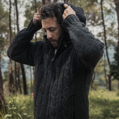 Jacket Cable Knit Charcoal Grey