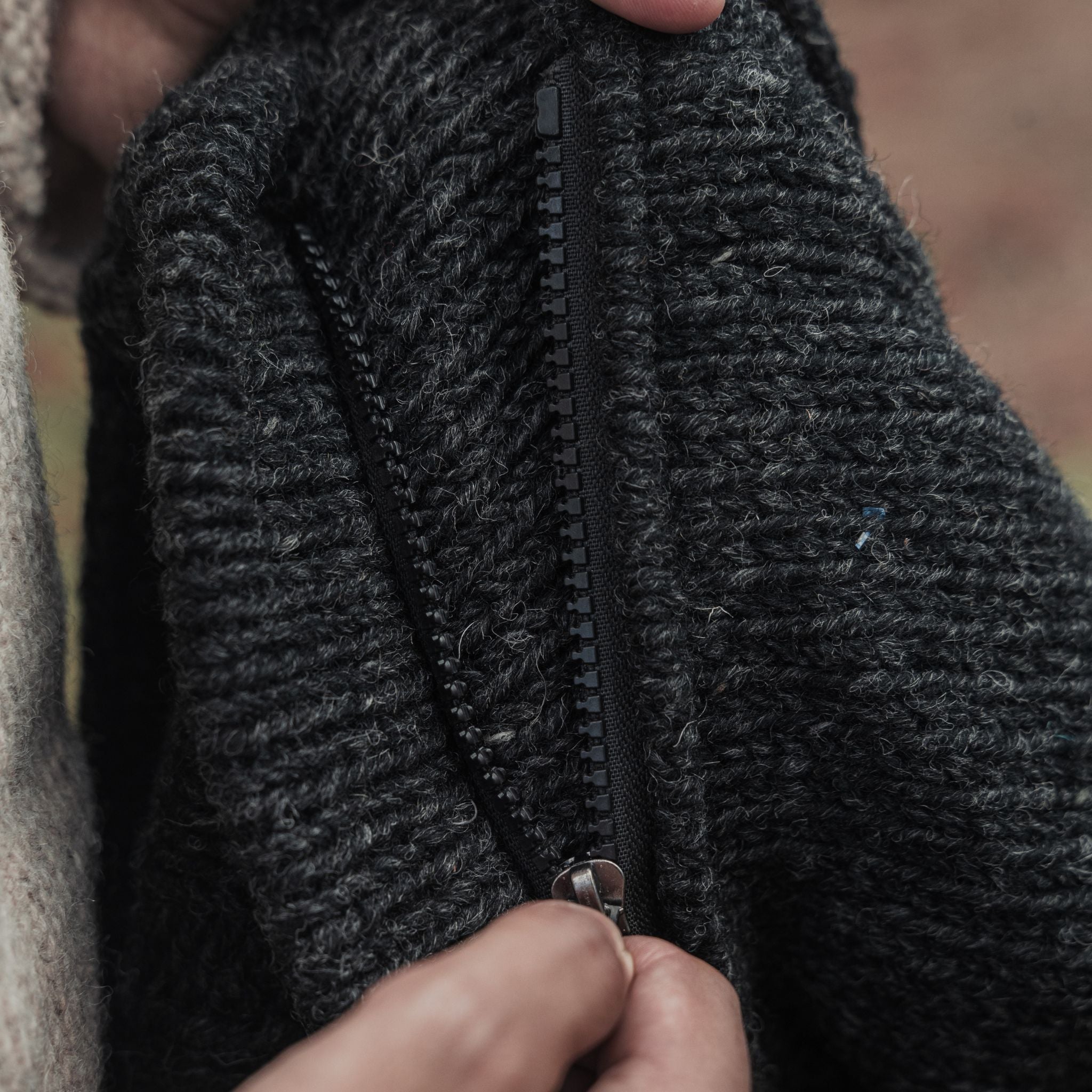 Jacket Cable Knit Charcoal Grey