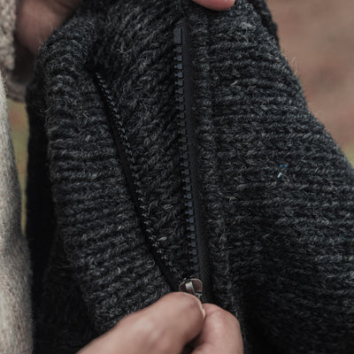 Jacket Cable Knit Charcoal Grey