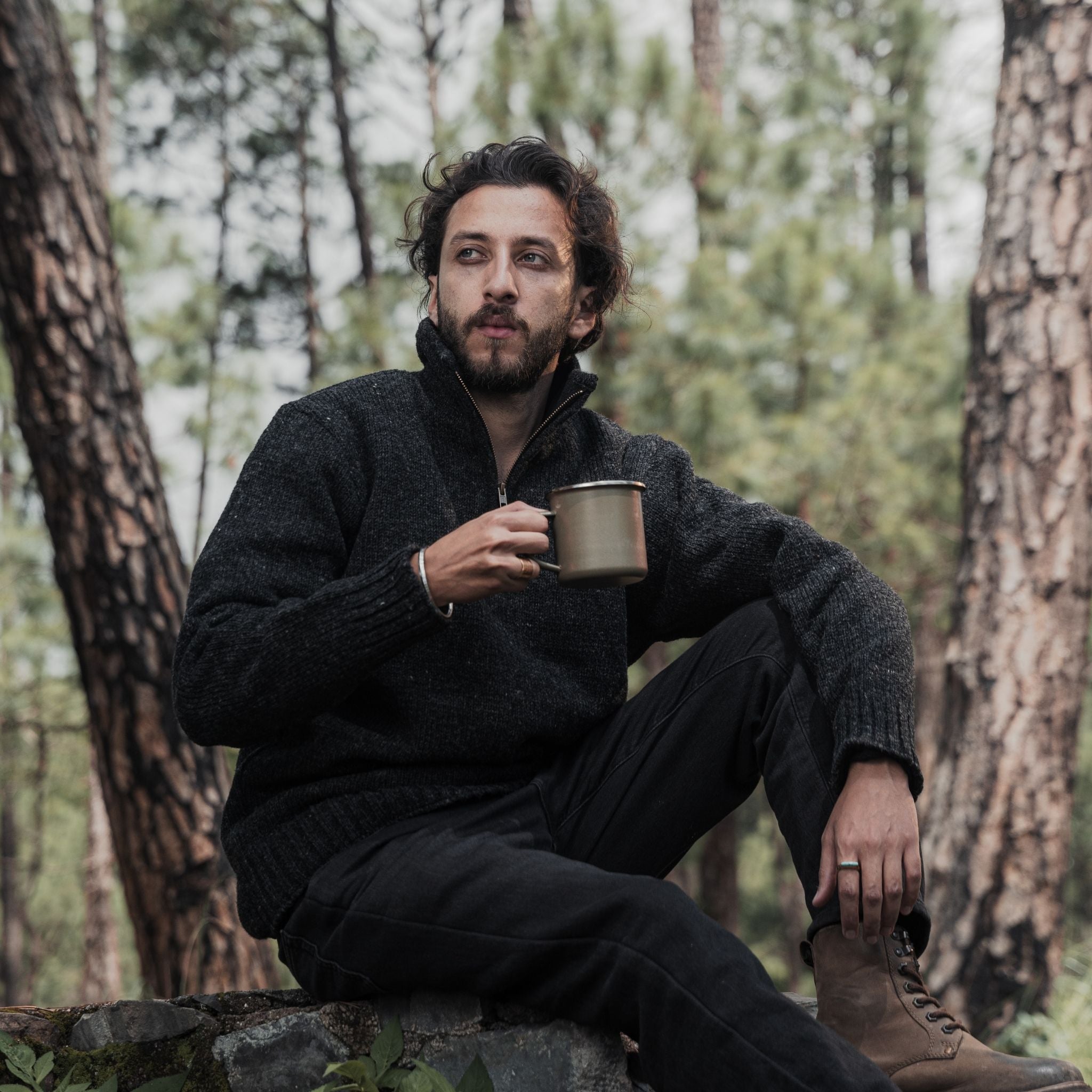 Sweater Half Zip Charcoal Grey