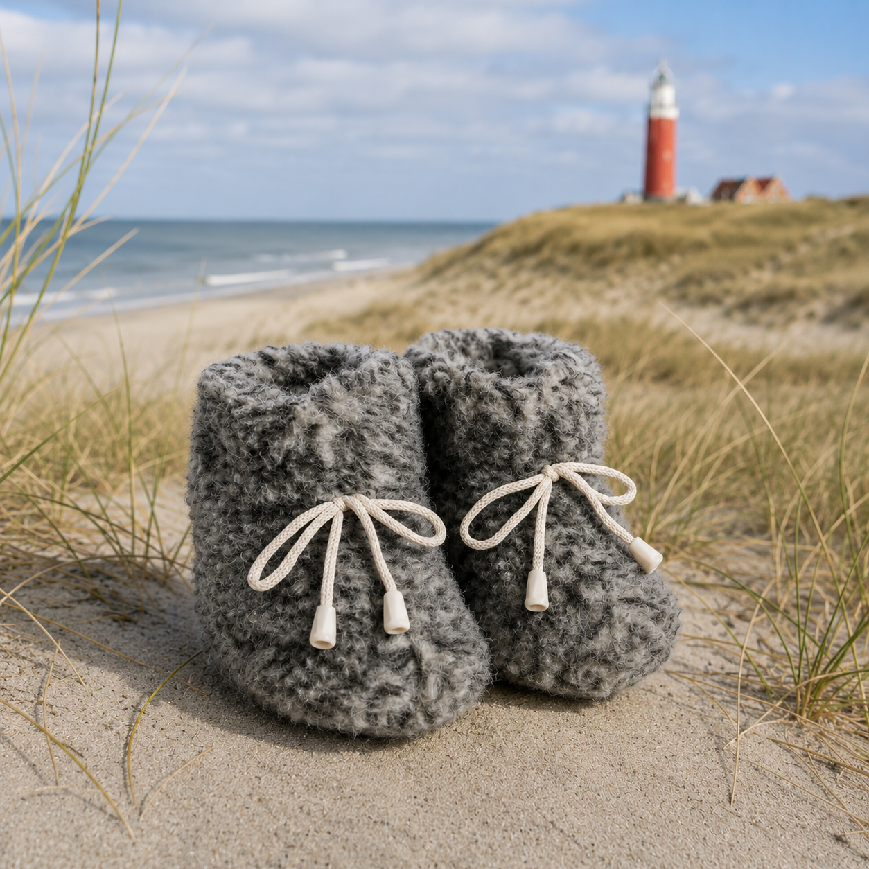 Baby Bombose Sheepskin Wool Booties Grey