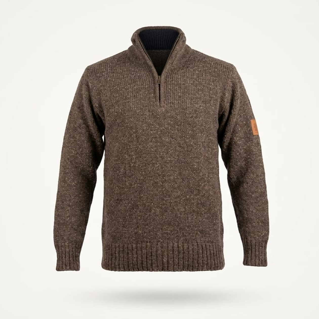 Sweater Half Zip Natural Brown